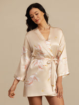 [Champán] SilkSilky-ES 3/4 Sleeve Bata de mujer 006