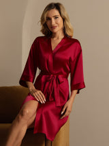 [Vino] SilkSilky-ES 3/4 Sleeve Bata de mujer 004