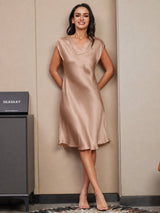 [Toscana] SilkSilky-ES Cap Sleeve V Neck Camisón 003