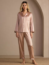 [Toscana] SilkSilky-ES Long Sleeve Lapel Collar Pijamas de mujer 001