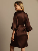 [Café] SilkSilky-ES 3/4 Sleeve Bata de mujer 002