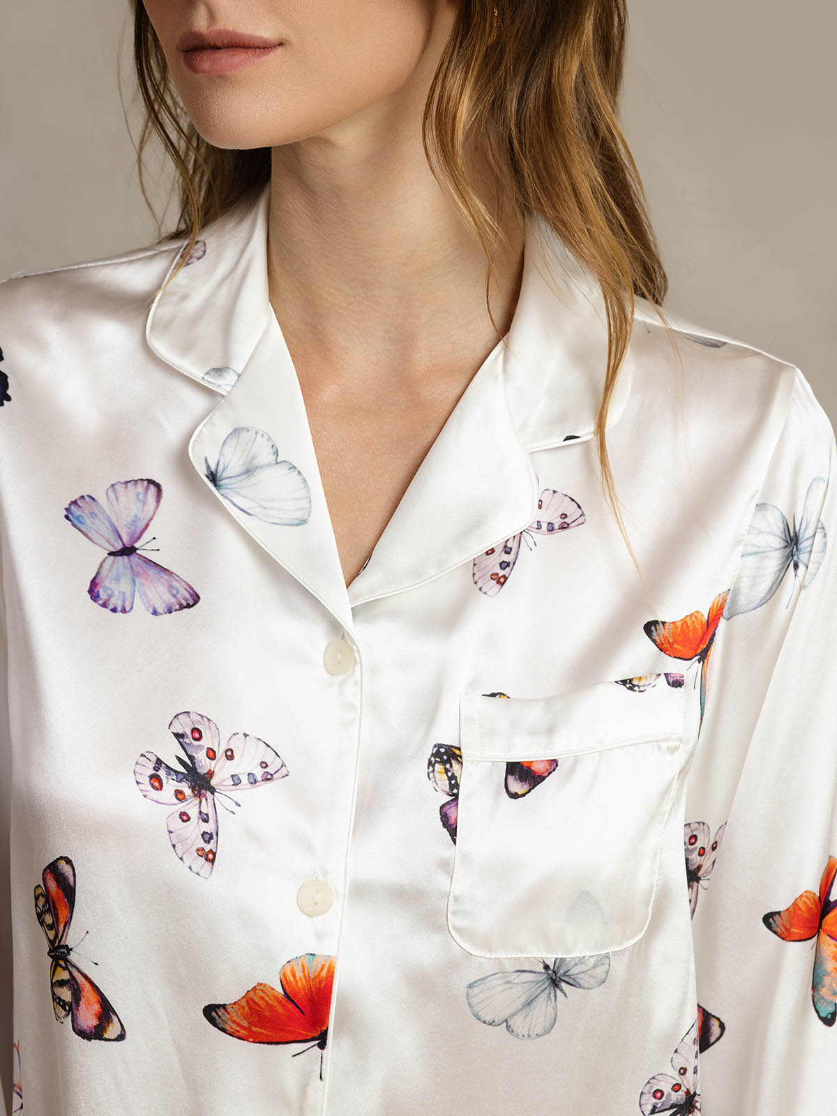 [Mariposa Blanca] SilkSilky-ES Seda Pura Womens Pajamas 004