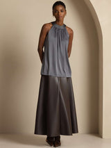[Gris Oscuro] SilkSilky-ES Sleeveless Halter Camisetas de Mujer 003