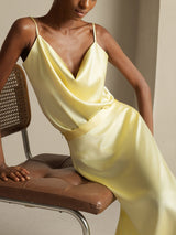 [Amarillo Claro] SilkSilky-ES Spaghetti Strap Cowl Neck Women's Outfit Sets 008