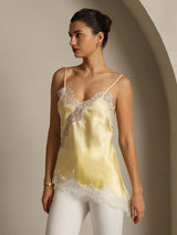 [Amarillo Claro] SilkSilky-ES Spaghetti Strap V Neck Top de tirantes 006