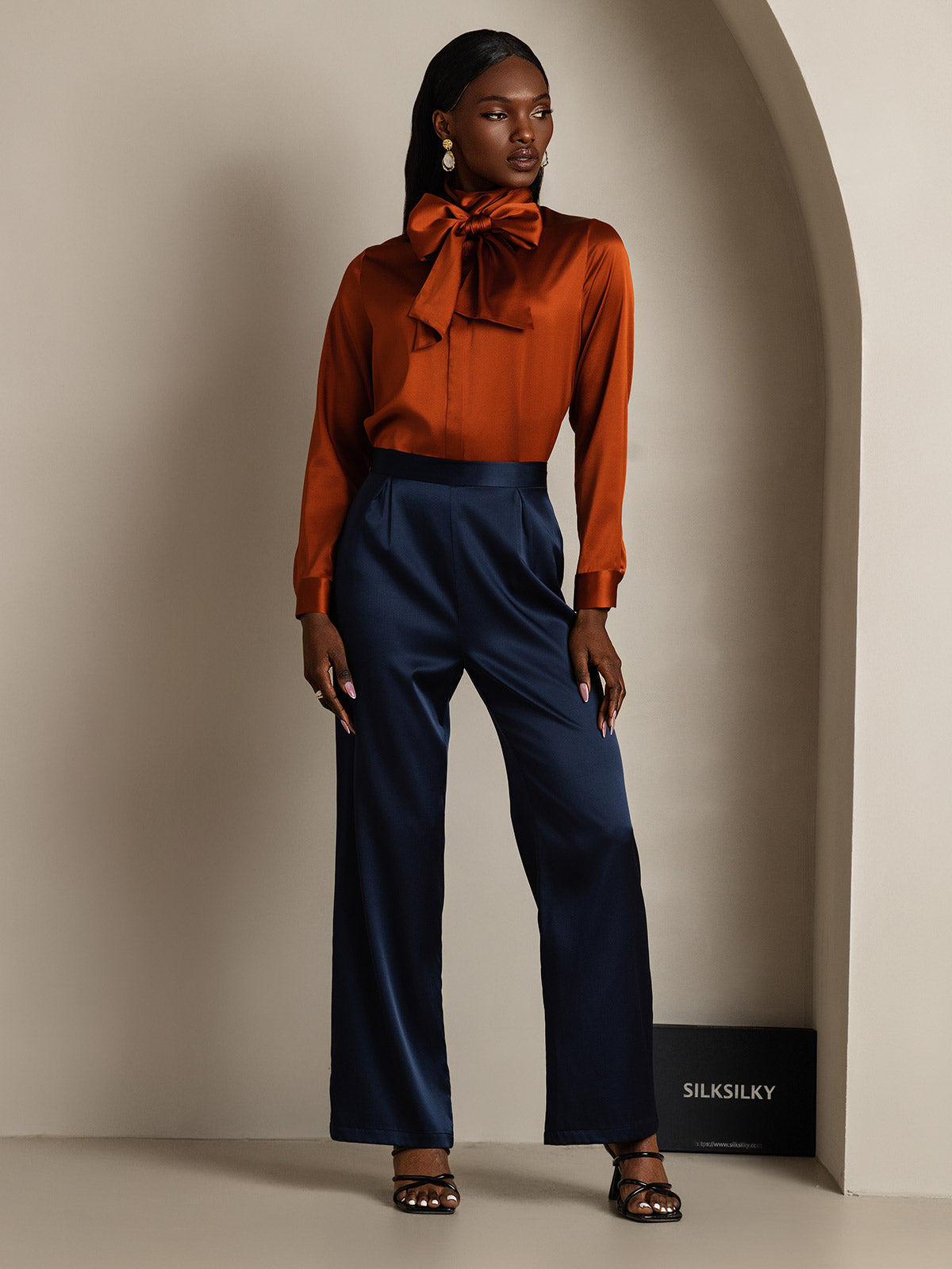 [Caramelo] SilkSilky-ES 19Momme Seda Womens Shirt 009