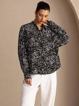 [Ola Negra] SilkSilky-ES Long Sleeve Lapel Collar Blusas de Mujer 003