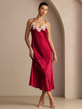 [Vino] SilkSilky-ES Spaghetti Strap V Neck Vestido 001