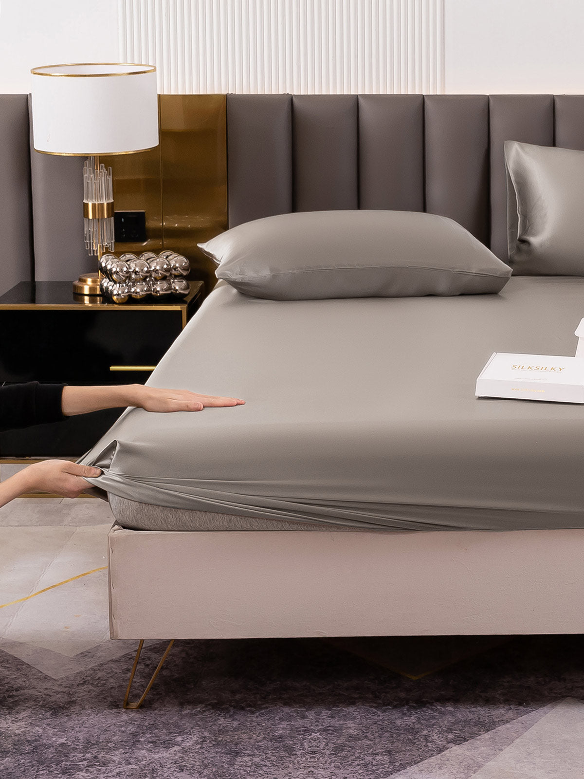 [Gris] SilkSilky-ES 19Momme Seda Pura Bedding Set 006