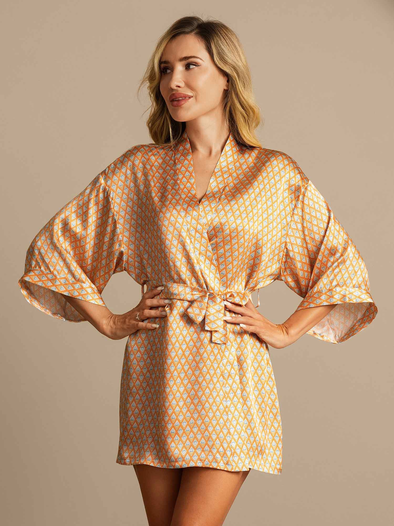 [Floral] SilkSilky-ES Seda Pura Womens Robe 001,