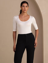 [Blanco] SilkSilky-ES Half Sleeve Camisetas de Mujer 001