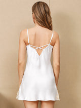 [Blanco] SilkSilky-ES 3/4 Sleeve V Neck Conjunto de camisón y bata 007