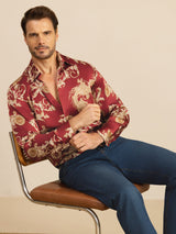 [Dragón Vino] SilkSilky-ES Long Sleeve Lapel Collar Camisa de hombre 006