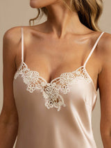 [Rosa] SilkSilky-ES Spaghetti Strap V Neck Camisón 004
