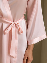 [Rosa Claro] SilkSilky-ES 3/4 Sleeve Bata de mujer 005