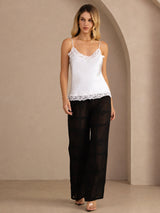 [Blanco] SilkSilky-ES V Neck Top de tirantes 006