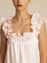 [Rosa] SilkSilky-ES Sleeveless Square Neck Camisón 004