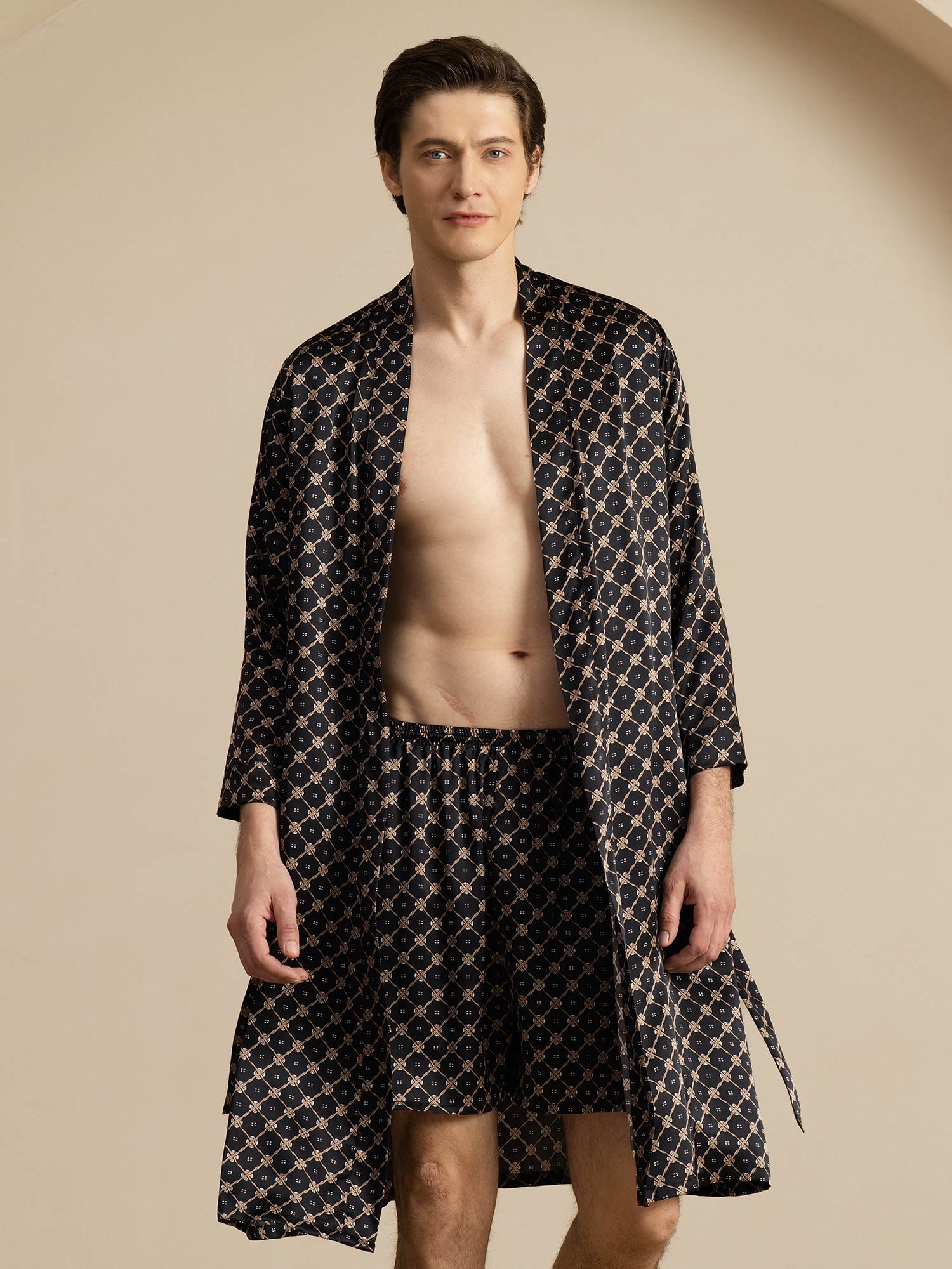 [Cadena Negra] SilkSilky-ES Long Sleeve Pijamas de hombre 001