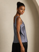[Gris Oscuro] SilkSilky-ES Sleeveless V Neck Top de tirantes 005