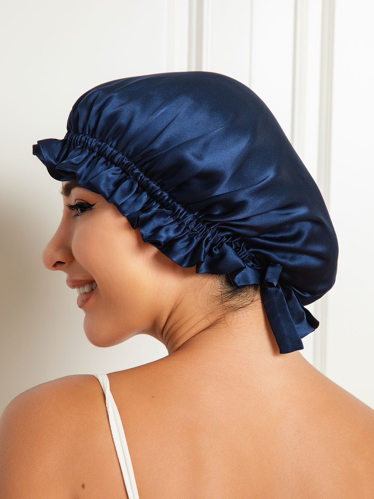 [Azul Oscuro] SilkSilky-ES Seda Pura Sleep Cap 001