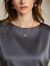 [Gris Oscuro] SilkSilky-ES 19Momme Manga corta Cuello Barco Camisetas de Mujer 005