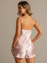 [Rosa Claro] SilkSilky-ES Spaghetti Strap V Neck Conjunto de tirantes 002