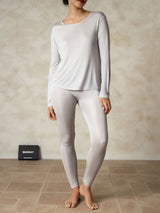 [Plata] SilkSilky-ES Long Sleeve Round Neck Ropa Interior Larga Mujer 001