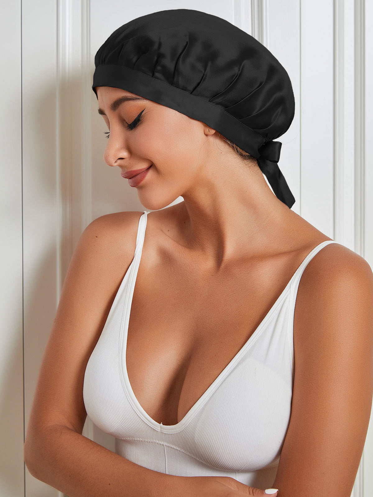 SilkSilky-ES Seda Pura Sleep Cap Negro 001