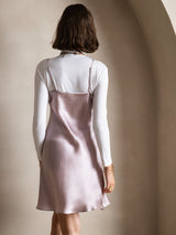 [Lavanda] SilkSilky-ES Spalline Sottili Cuello en V Vestido 002
