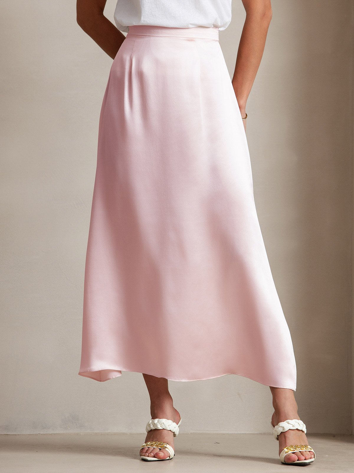 [Rosa] SilkSilky-ES 19Momme Falda 003