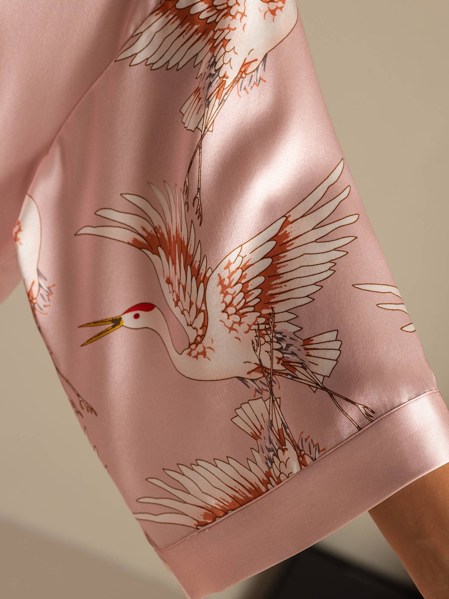 [Rosa] SilkSilky-ES Seda Pura Cuello en V Bata de mujer 004