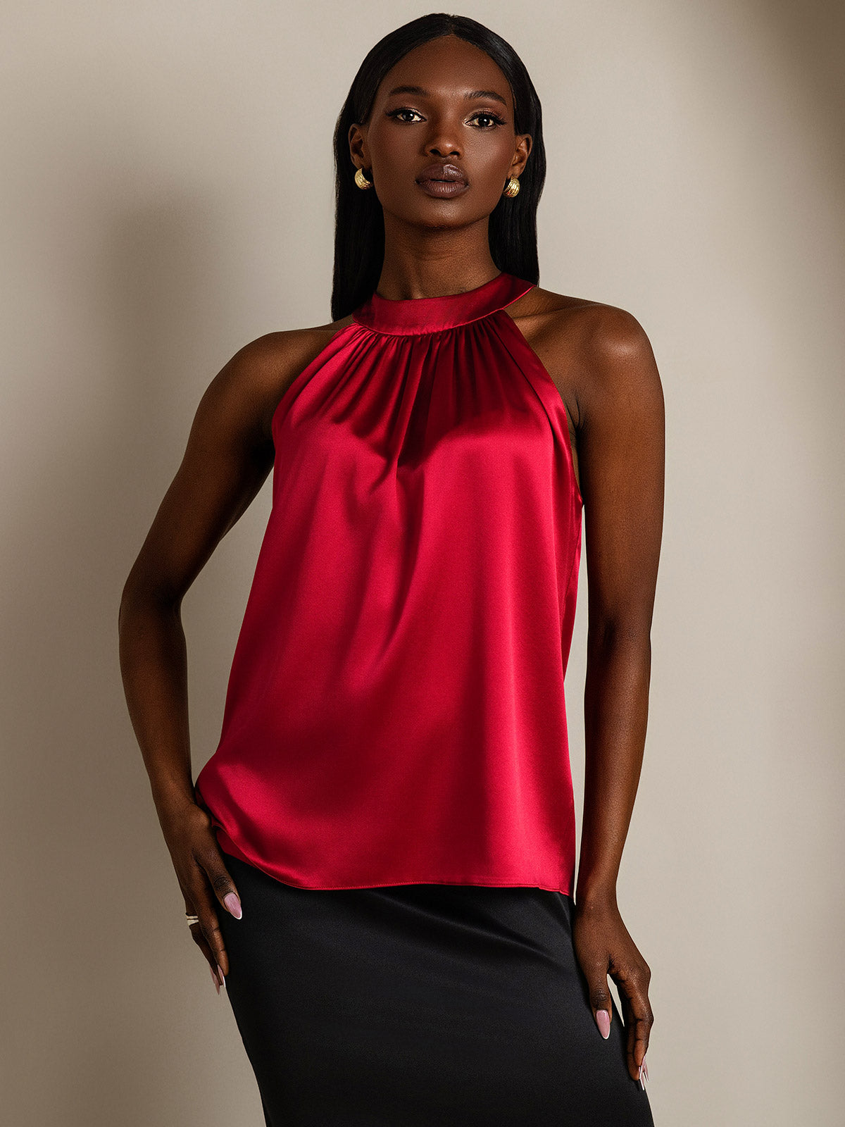 [Vino] SilkSilky-ES 19Momme Seda Womens T-Shirt 004