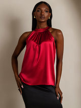 [Vino] SilkSilky-ES Sleeveless Halter Camisetas de Mujer 001