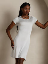 [Blanco] SilkSilky-ES Short Sleeve Round Neck Camisón 004