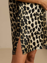 [Leopardo] SilkSilky-ES Half Sleeve V Neck Camisón 005