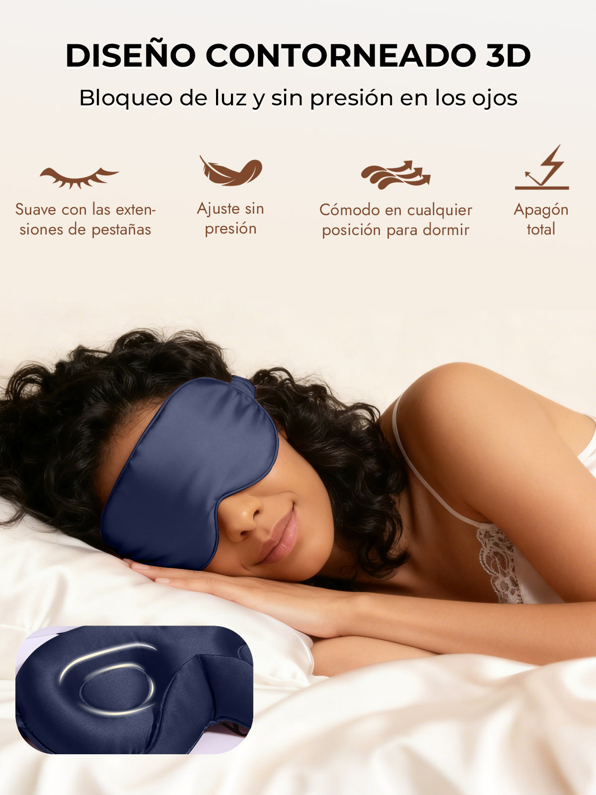 [Azul Oscuro] SilkSilky-ES Seda Pura Eye Mask 006