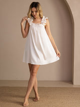 [Blanco] SilkSilky-ES Sleeveless Square Neck Camisón 007