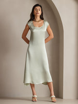 [Verde Claro] SilkSilky-ES Cap Sleeve Vestido 001