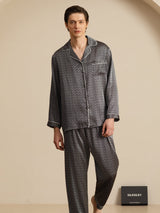 [Ginkgo Negro] SilkSilky-ES 19Momme Manga larga Pijamas de hombre 003
