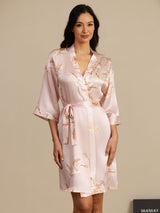 [Rosa] SilkSilky-ES 3/4 Sleeve Bata de mujer 005
