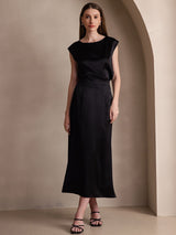 [Negro] SilkSilky-ES 19Momme Falda 005