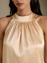 [Champán] SilkSilky-ES Sleeveless Halter Camisetas de Mujer 004