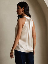 [Beige] SilkSilky-ES Sleeveless Halter Camisetas de Mujer 002