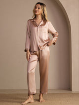 [Toscana] SilkSilky-ES Long Sleeve Lapel Collar Pijamas de mujer 003