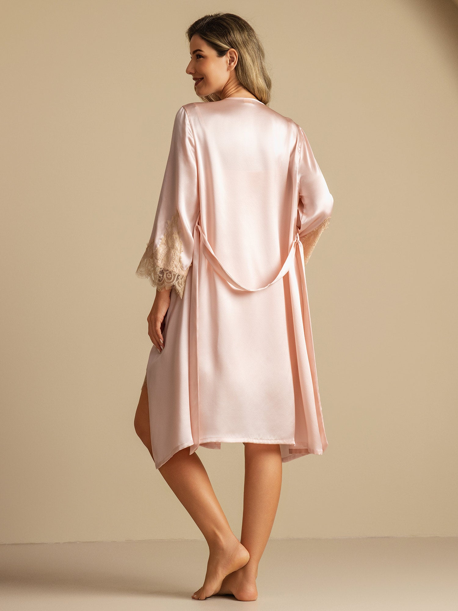 [Rosa] SilkSilky-ES Seda Pura Nightgown&Robe Set 002,