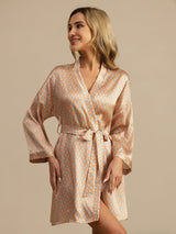 [Amarillo Corazón Geo] SilkSilky-ES Long Sleeve Bata de mujer 003