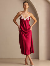 [Vino] SilkSilky-ES Spaghetti Strap V Neck Vestido 005
