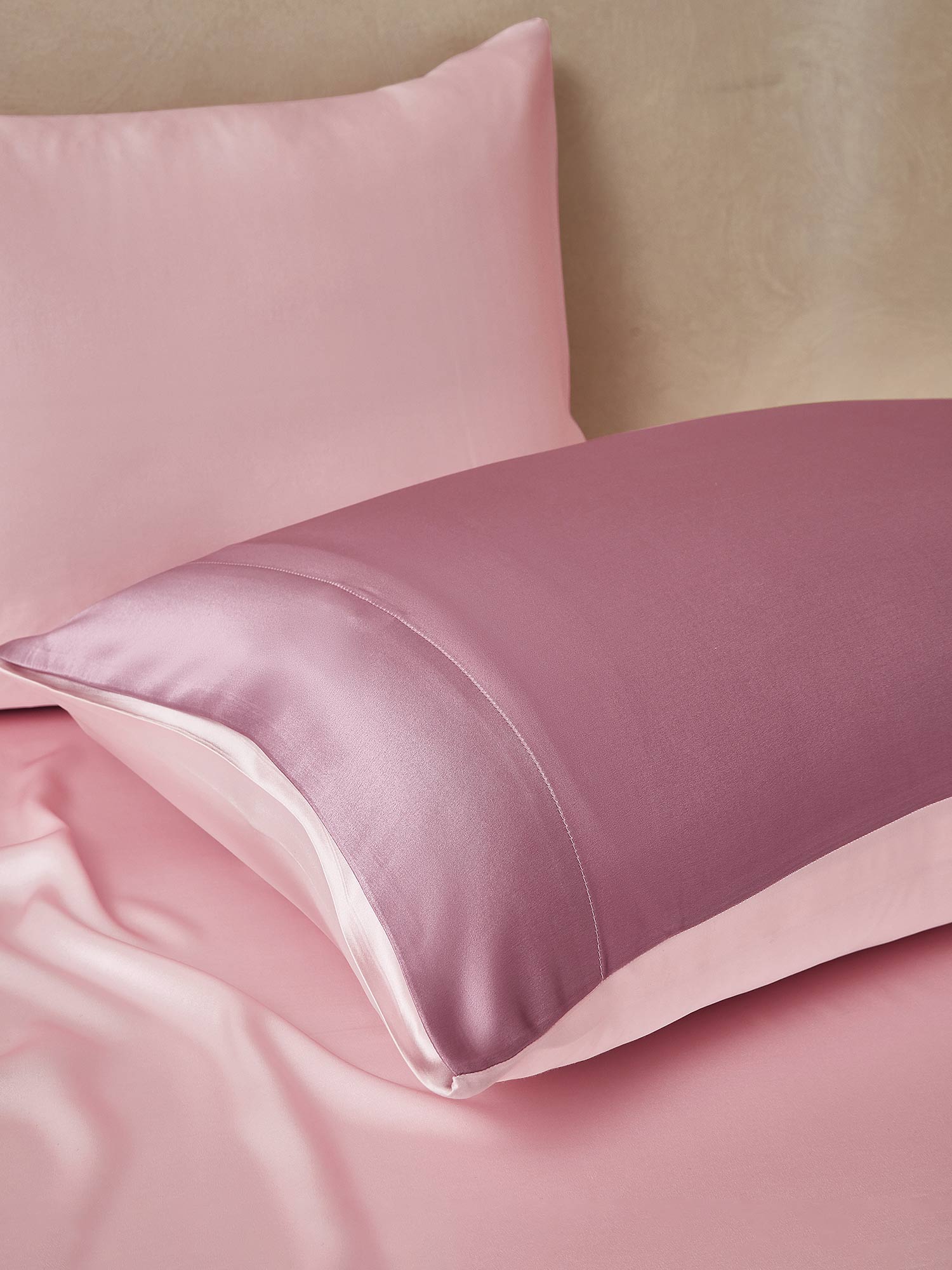 [MalvaPálido+RosaClaro] SilkSilky-ES 22Momme Seda Pura Bedding Set 003,