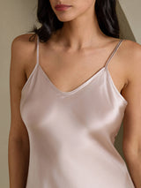 [Gris Sombra] SilkSilky-ES Spaghetti Strap V Neck Vestido 004