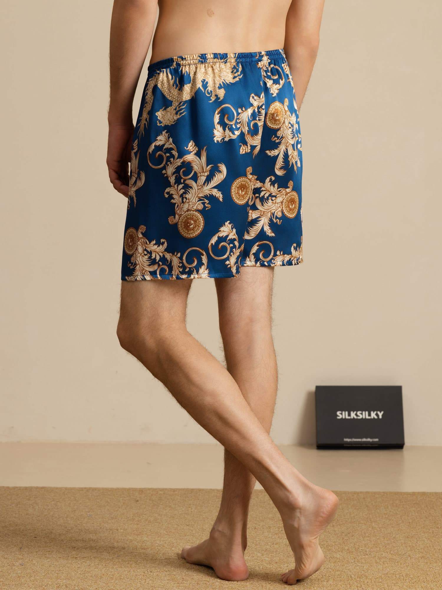 [Dragón Navy] SilkSilky-ES Mens Sleep Bottoms 002